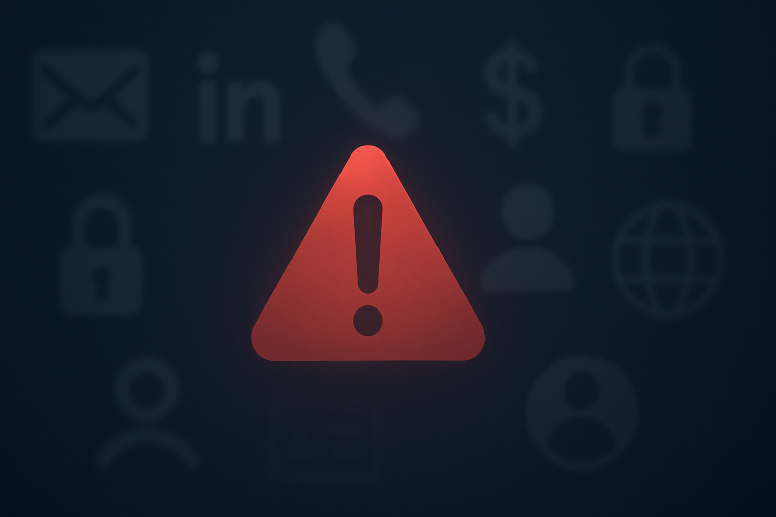 The banner showcases a deep dark navy blue background that exudes an air of seriousness and professionalism effectively establishing an atmosphere conducive to cybersecurity awareness At its center a smaller muted red warning triangle captures attent-2